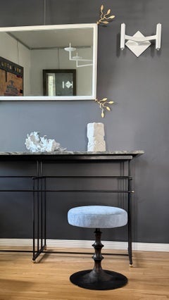 Pair of Bronze Based and Suede Covered Stools- St Paul Primo Stools
