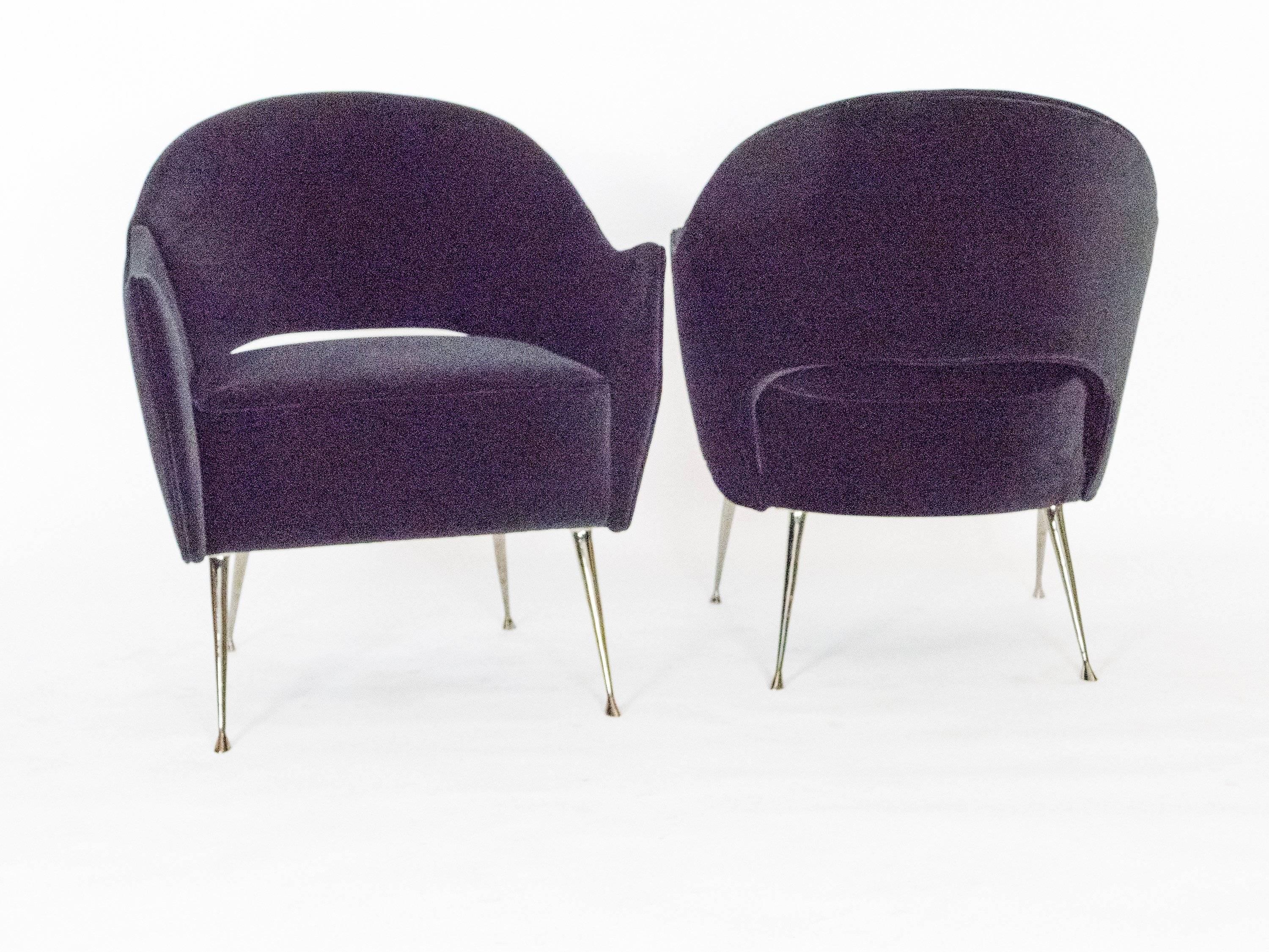 Mid-Century Modern Pair of Briance Chairs by Bourgeois Boheme, Black Nickel