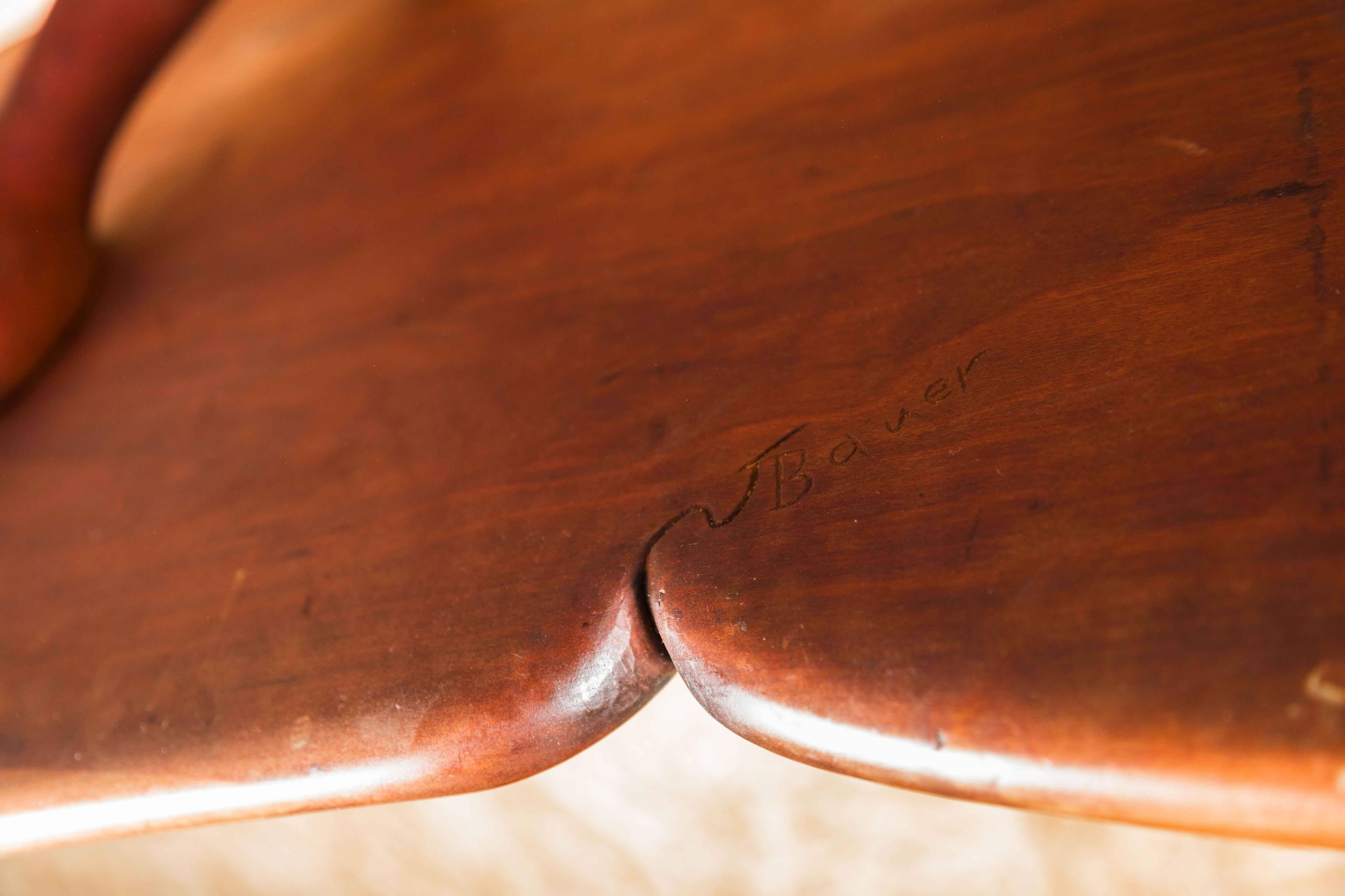 Unique John Bauer Table and Bench with Marquetry Inlay, circa 1970 For Sale 1