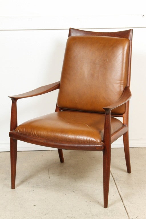 Leather Handcrafted High Back Chairs by John Nyquist For Sale