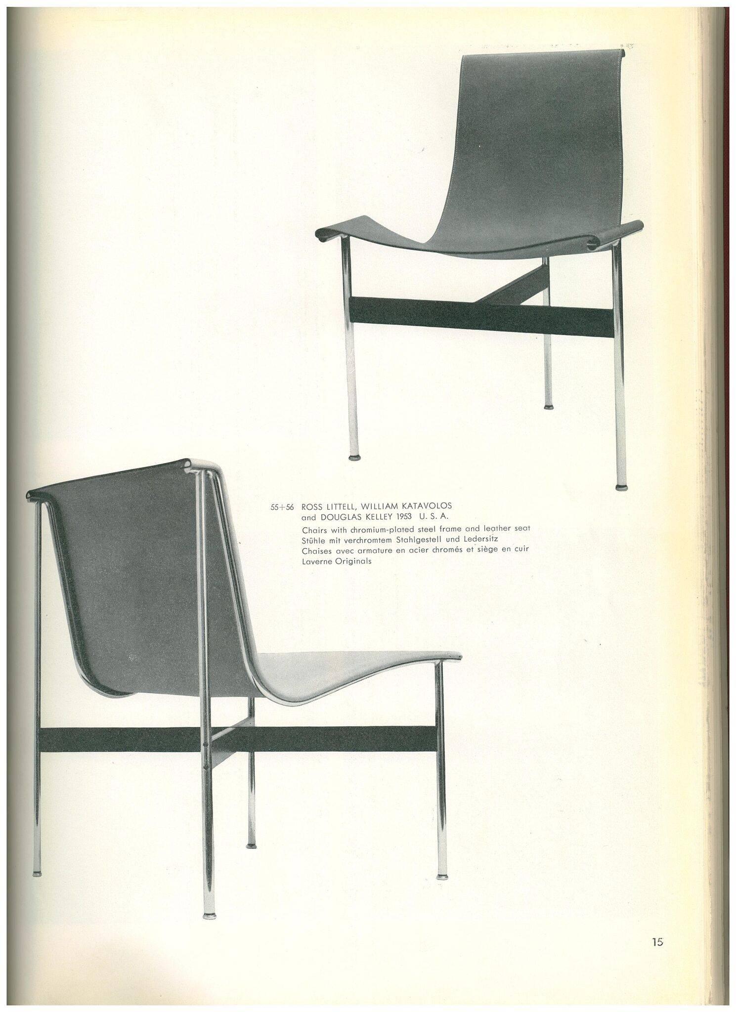 Pair of Leather and chrome chairs by Katavalos, Littell, and Kelly 3