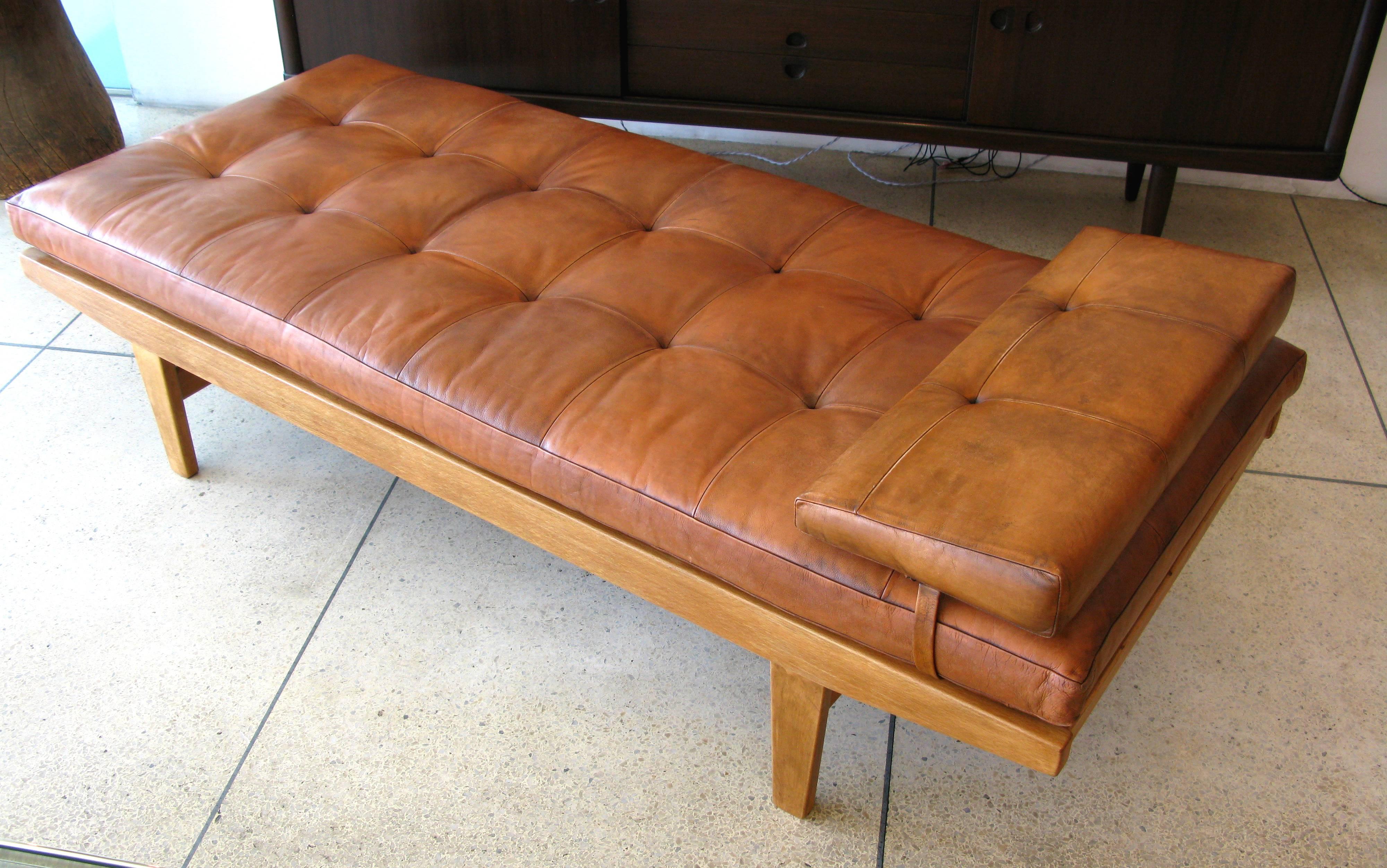 Danish Poul Volther Leather and Teak Daybed
