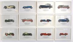 Set of 12 English Sports Car Drawings