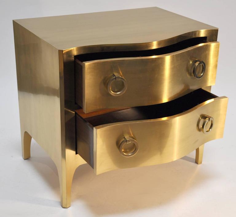 Pair of Brass Covered Nightstands Dressers at 1stDibs