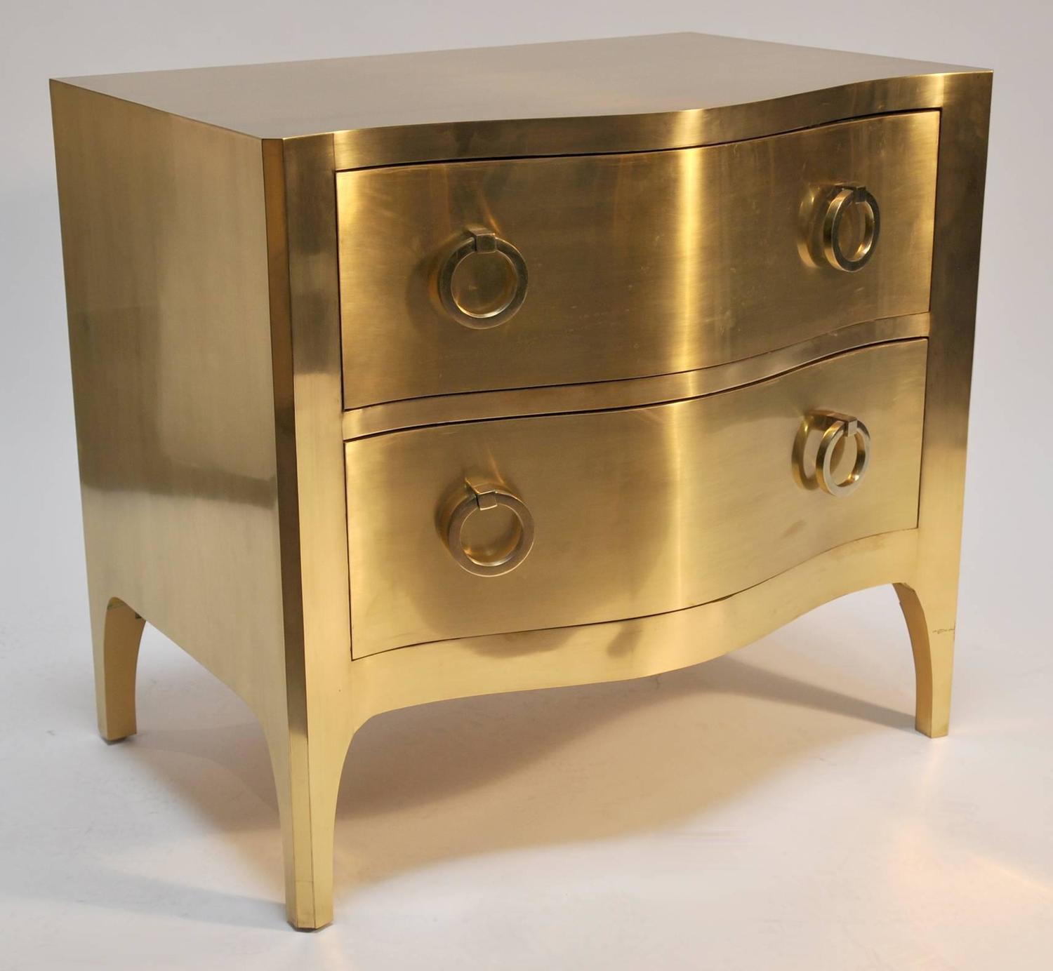 Pair of Brass Covered Nightstands Dressers at 1stdibs