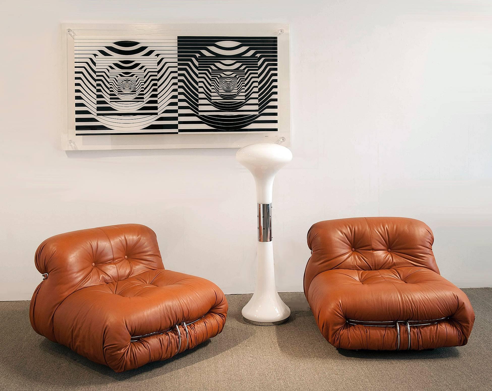 Mid-Century Modern Leo Maranz, Double Image, Op Art Floating Silkscreen 
