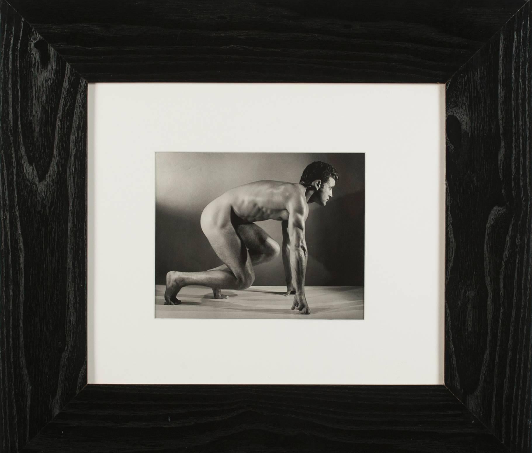 1950s silver gelatin photograph by Los Angeles photographer Bruce Bellas, under the pseudonym Bruce of Los Angeles. 
Artist stamp on verso. Male nude physique #91.
Size: 8