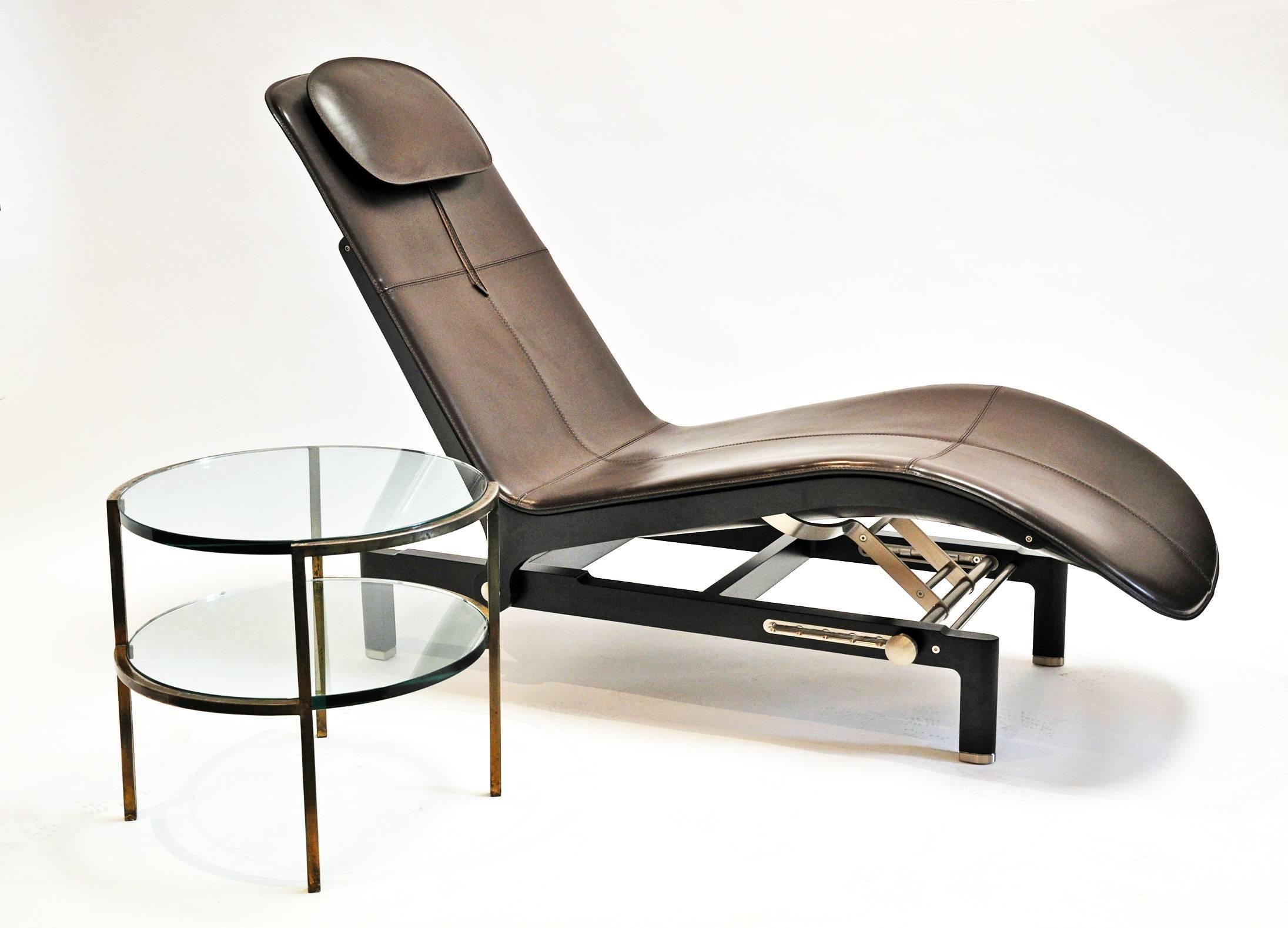 Modern Giorgetti, Leather and Metall Adjustable Longue