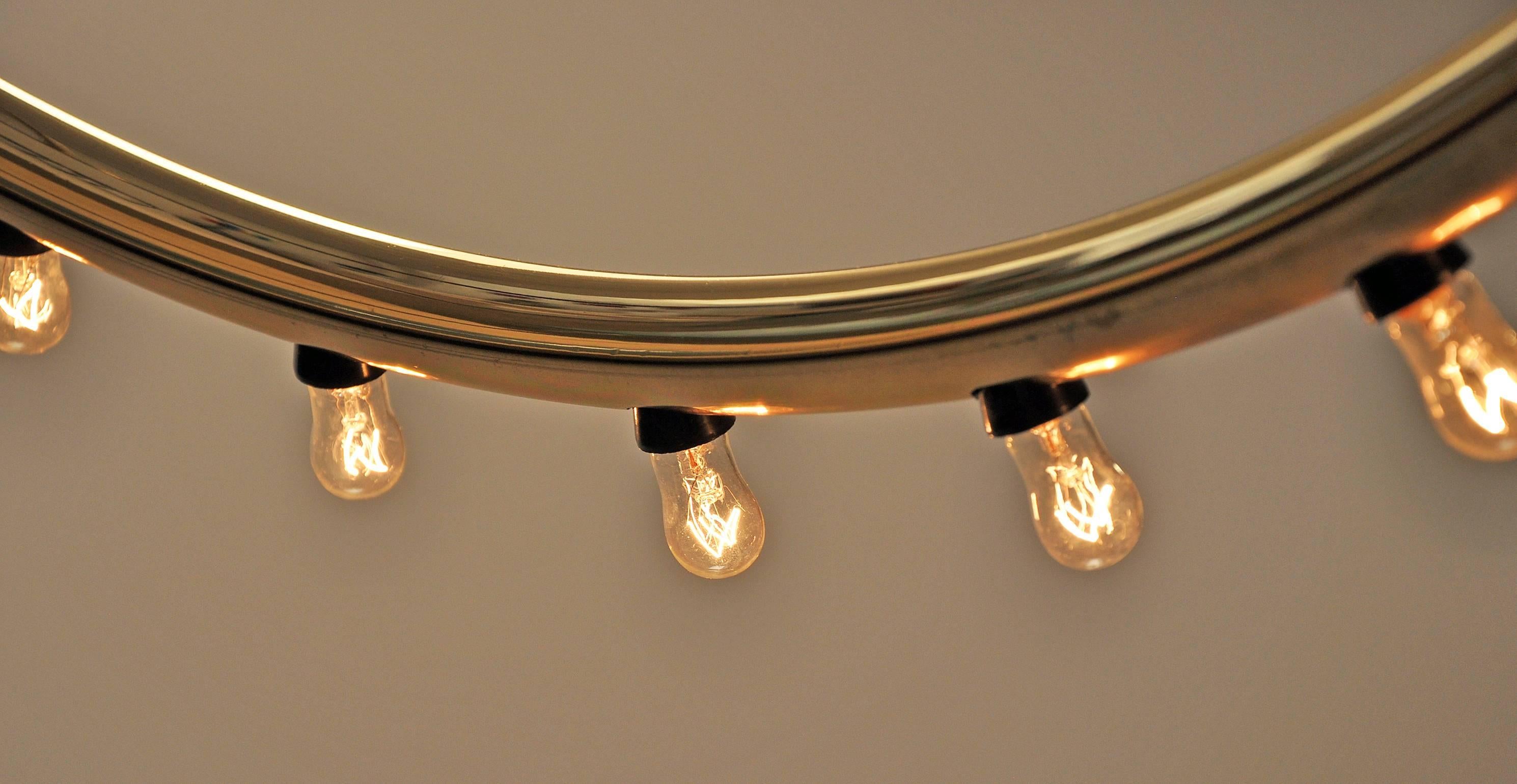 Mid-Century Modern Lightolier Hanging Light  43 Bulb, Polished Brass