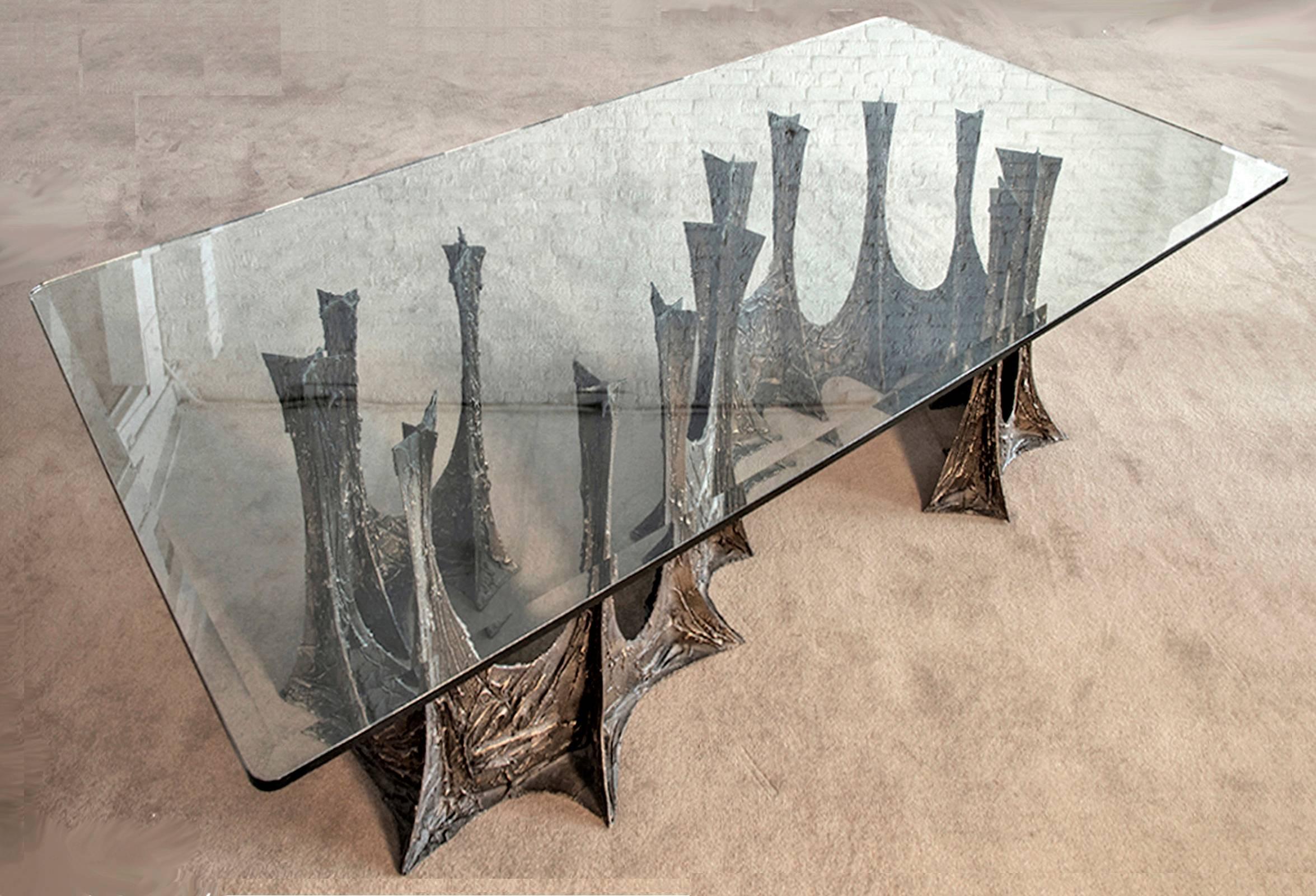 American Paul Evans Signed 'PE69' Sculpted Metal Dining Table