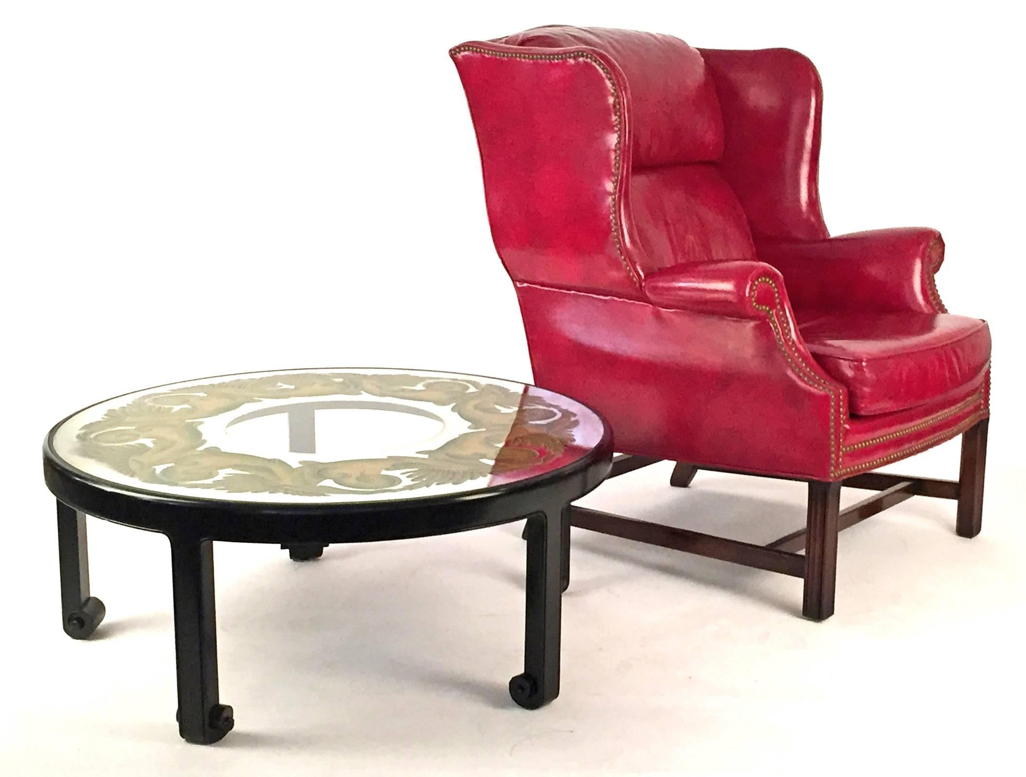 Club Chairs Pair in Leather Upholstery In Excellent Condition In Los Angeles, CA