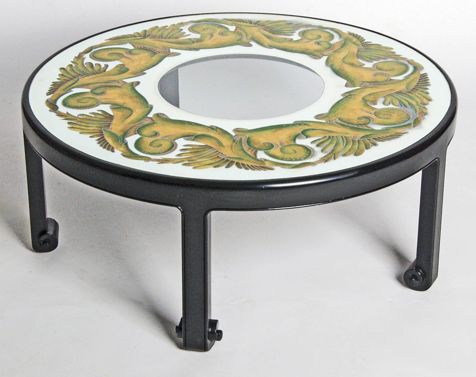 American Églomisé Mirrored Top Coffee Table