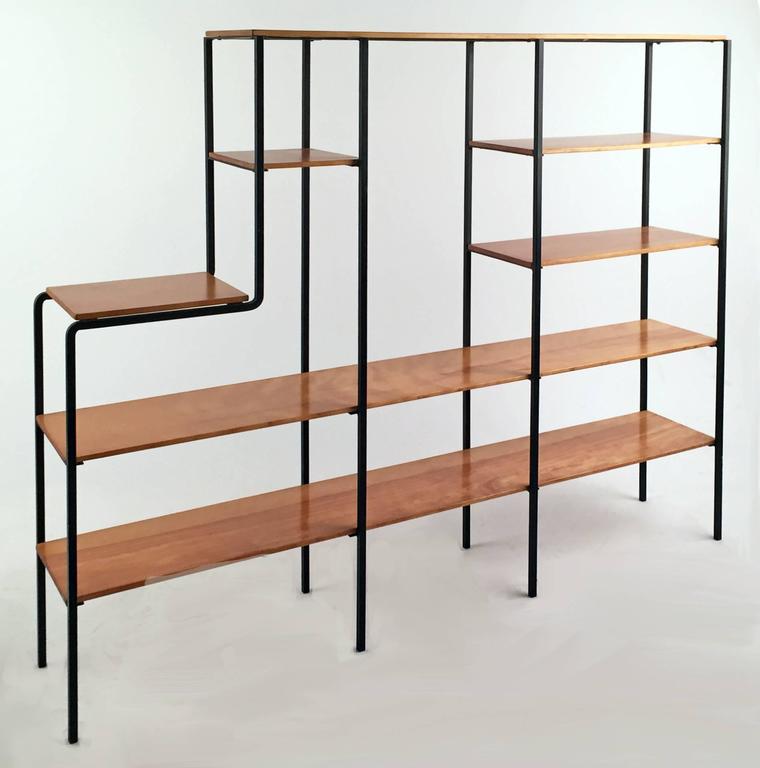 Mid Century Modern Wood And Iron Bookshelf At 1stdibs Mid Century Modern Bookshelf With Iron Frame And Solid Maple Wood Handcrafted