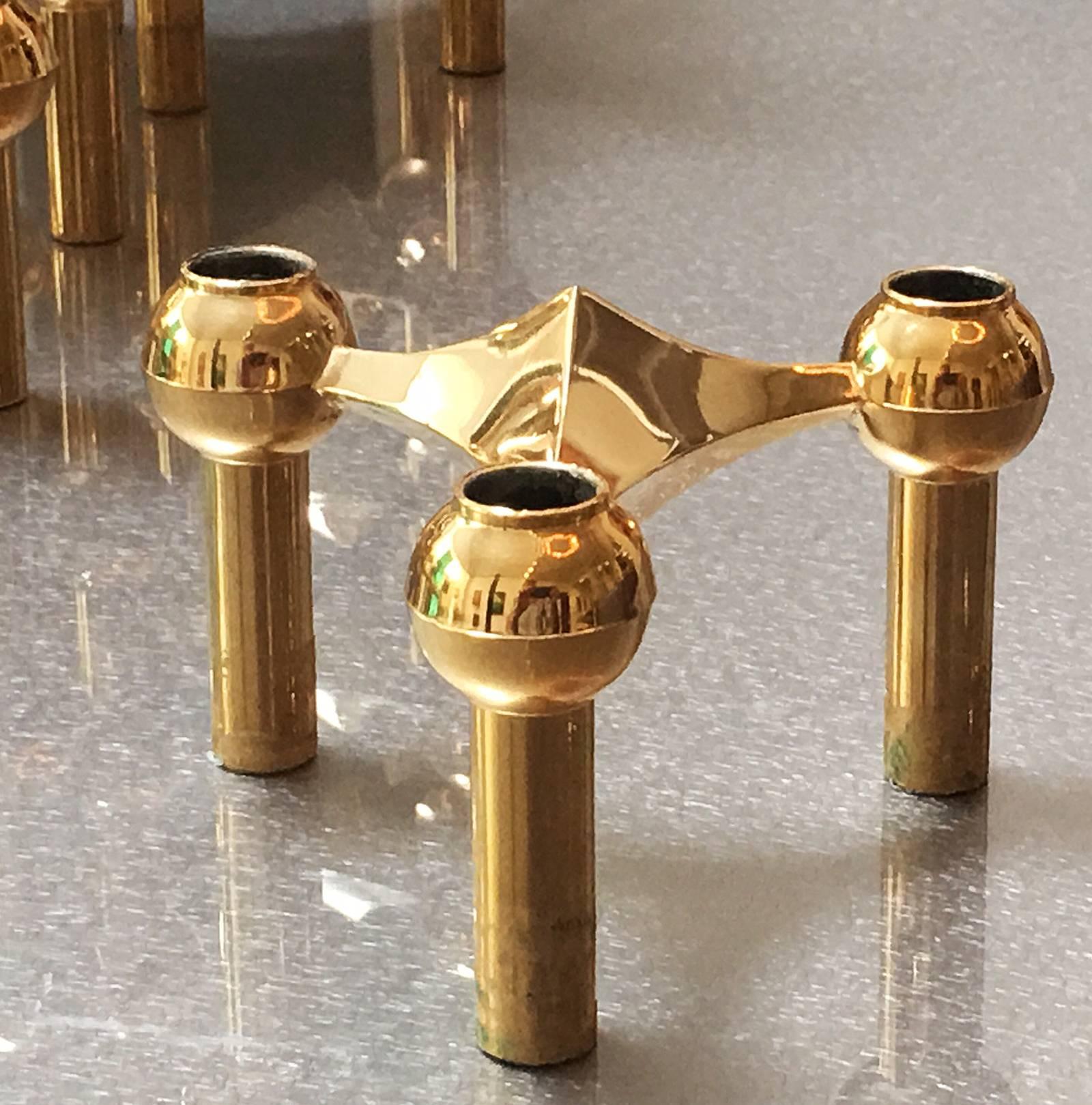 German 1960s Brass Modular Candleholder