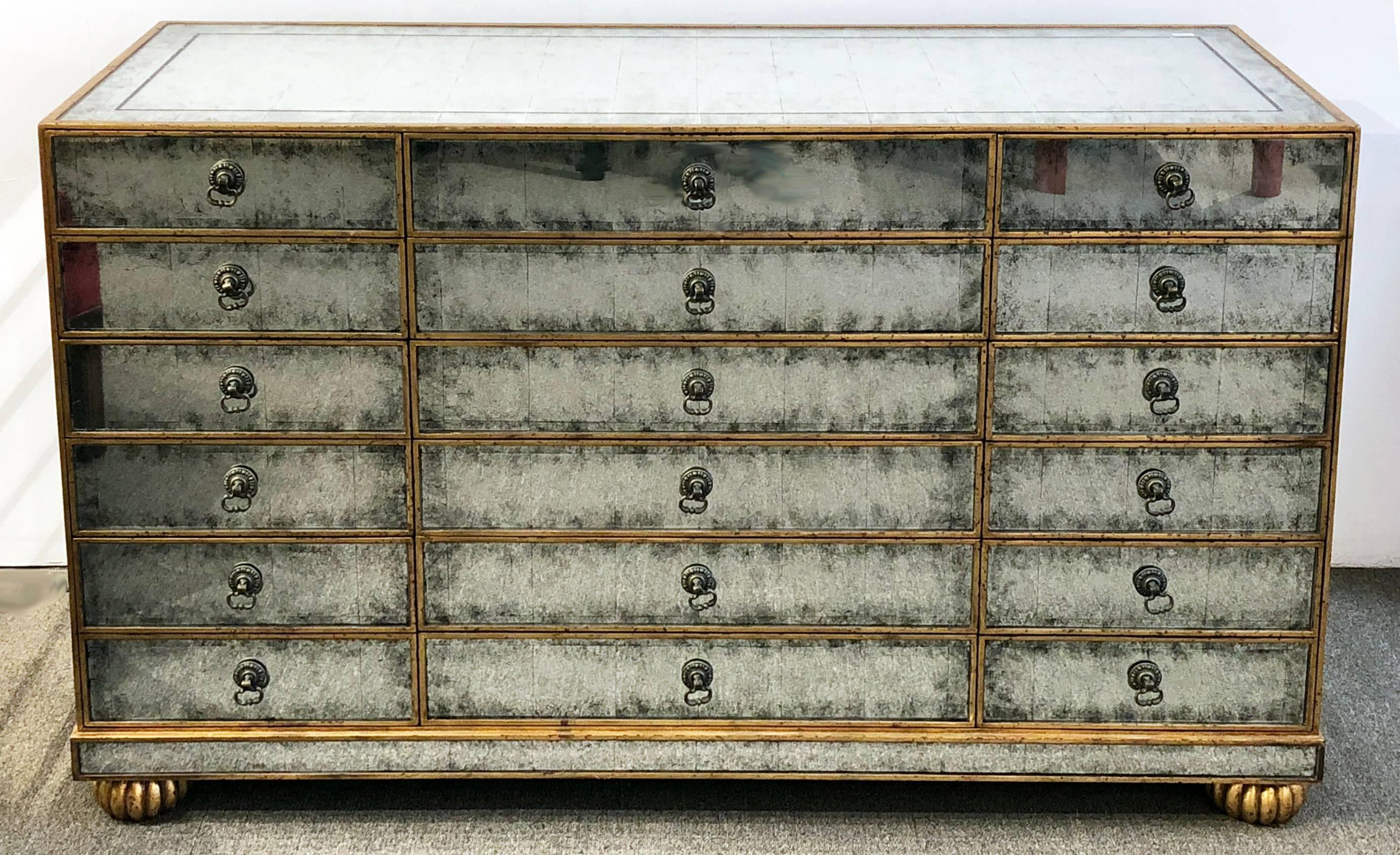 American Mirrored Dresser with 18 Drawers