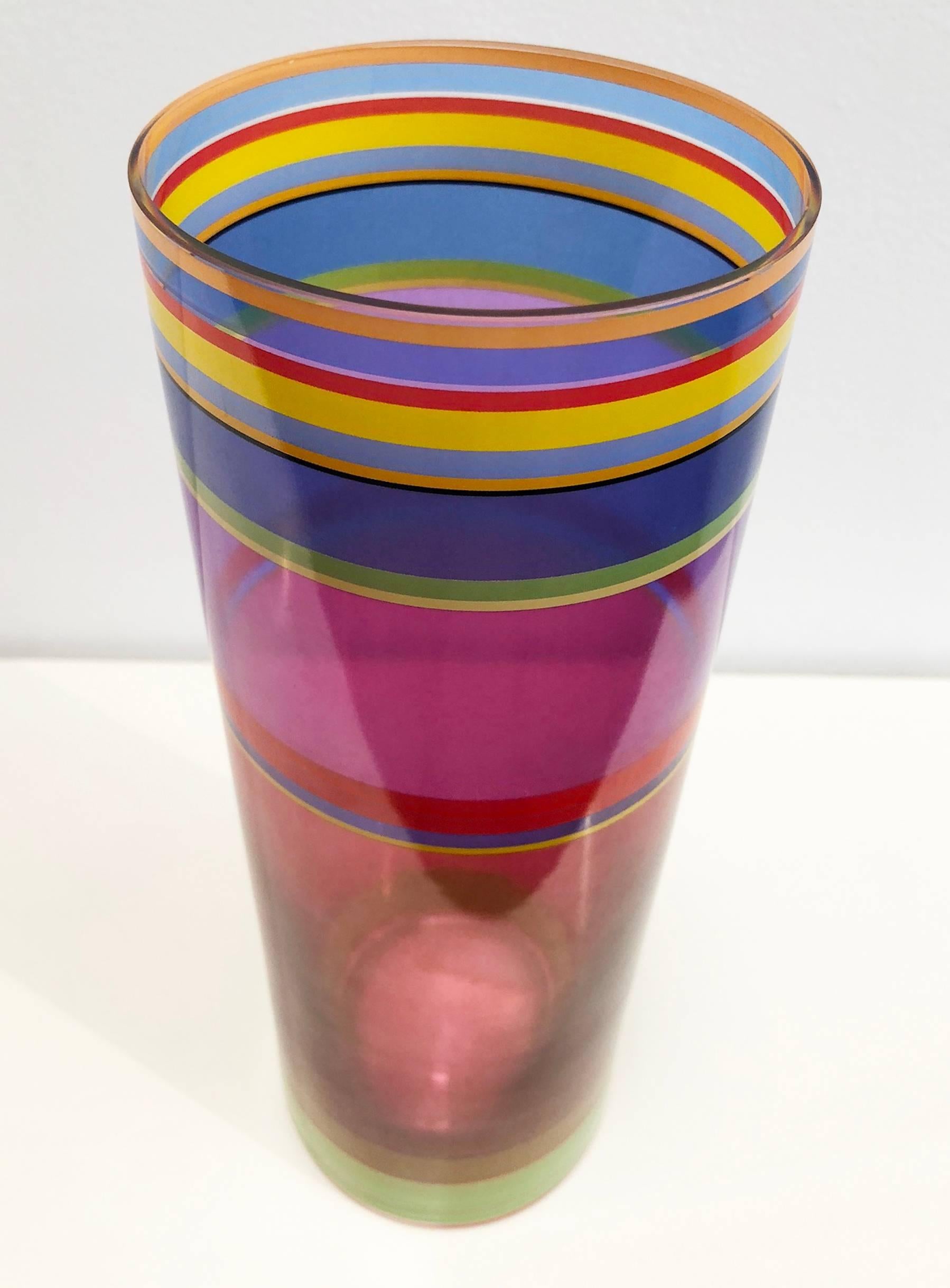 Colorful glass vase. Signed Rosenthal Studio Line with signature of artist Nicholas Bodde.