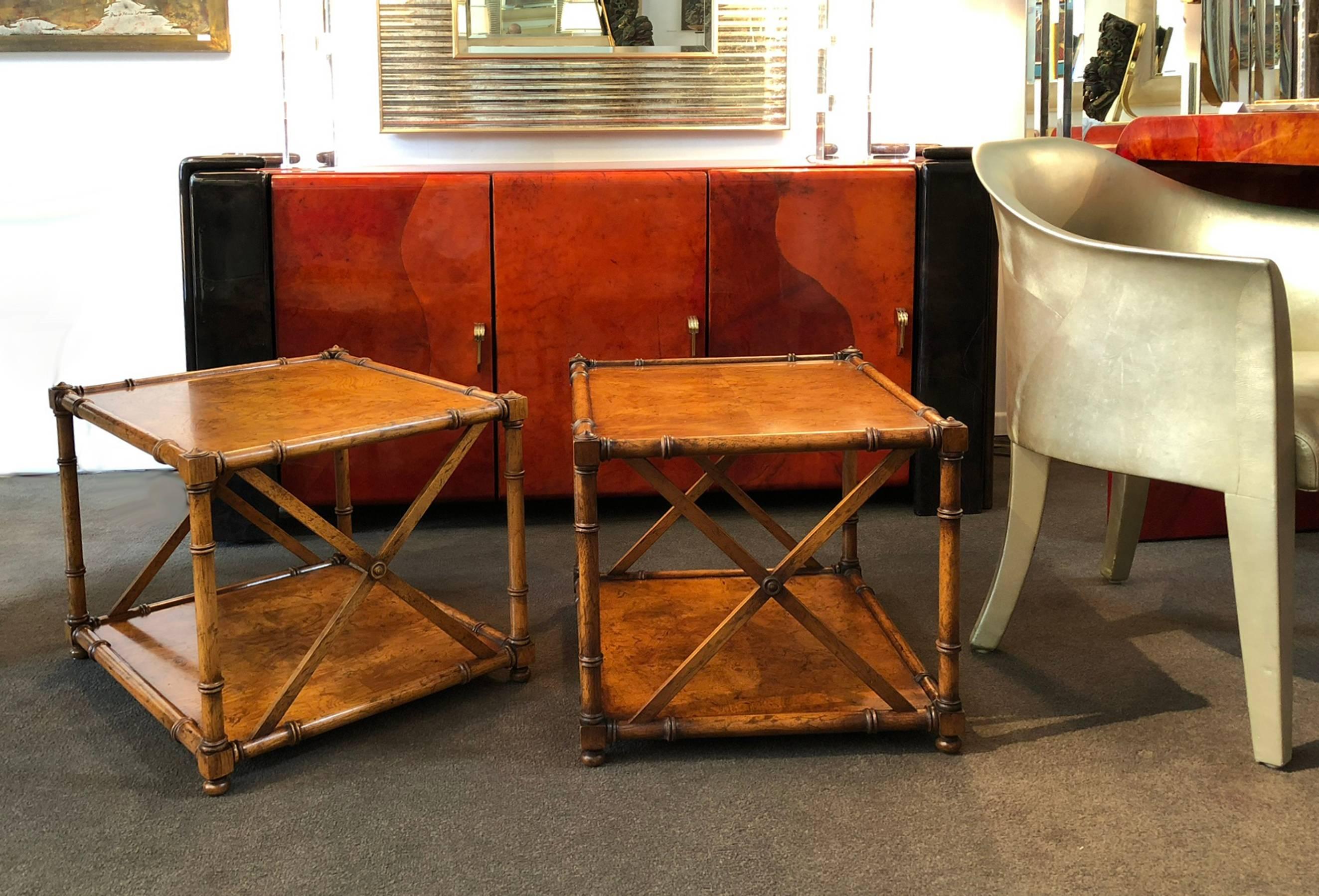 Hand-Crafted Pair of Side Tables 