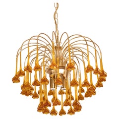 Marilyn Monroe, Orange Murano Glass Flowers Drops Chandelier, 1970s