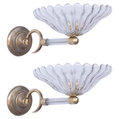 Set di 2 applique di Barovier&Toso in vetro di Murano, Italia, 1950
