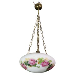 Vintage Glass Chandelier with Floral Decorations, Gallè Style, 1960