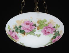 Vintage Glass Chandelier with Floral Decorations, Gallè Style, 1960