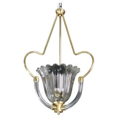 Art Decò Murano Glass Pendant Chandelier by Ercole Barovier, 1940s