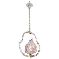 Elgant Rosa Art Decò Barovier e Toso Lampada a sospensione in vetro di Murano, anni '40