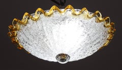 Große Deckenleuchte aus italienischem gelbem Murano-Glas, Murano, 1980