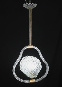 Bezaubernder transparenter Murano-Glas-Kronleuchter „Shell“ von Barovier e Toso, 1940er Jahre
