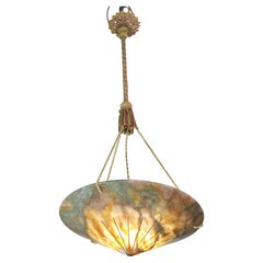 Extra Large Antique Art Decò Liberty Alabaster Chandelier, 1940s