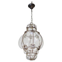 Large Size Transparent Colour Venetian Lantern, Seguso Murano Glass, Italy, 1970