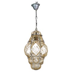 Linterna veneciana de color naranja, cristal de Murano de Seguso, Italia, 1970