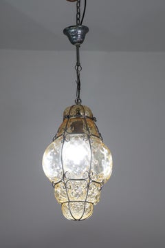 Linterna veneciana de color naranja, cristal de Murano de Seguso, Italia, 1970