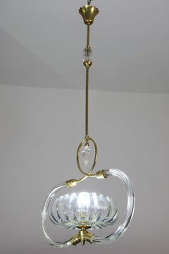 Amazing Art Decò Clear Murano Glass Chandelier by Seguso, 1940s