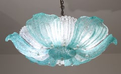 Fascinating Vintage Murano Glass Ceiling lamp Blu Acquamarina
