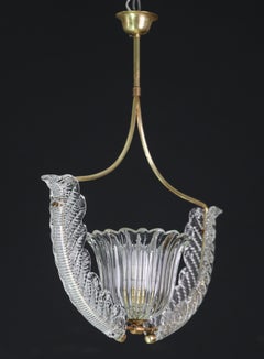 Fascinant lustre Art déco en verre de Murano, signé Ercole Barovier, années 1940