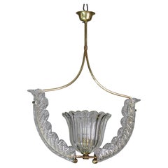 Fascinant lustre Art déco en verre de Murano, signé Ercole Barovier, années 1940