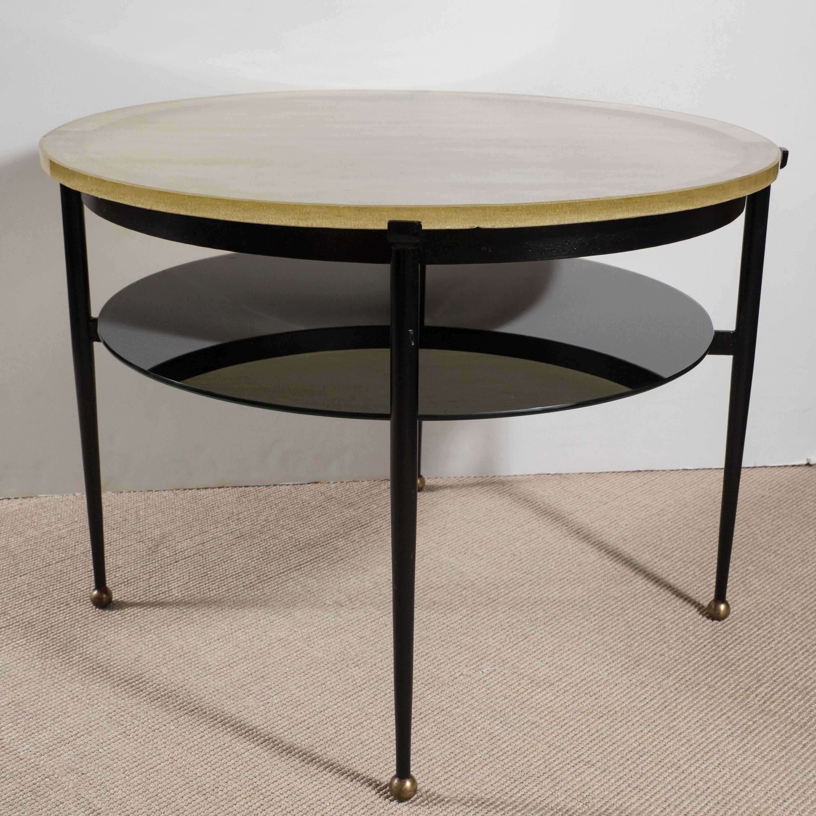 Round Low Table Saint Gobain Top In Excellent Condition In New York, NY