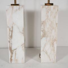 Pair of Gibbings White Marble Lamps
