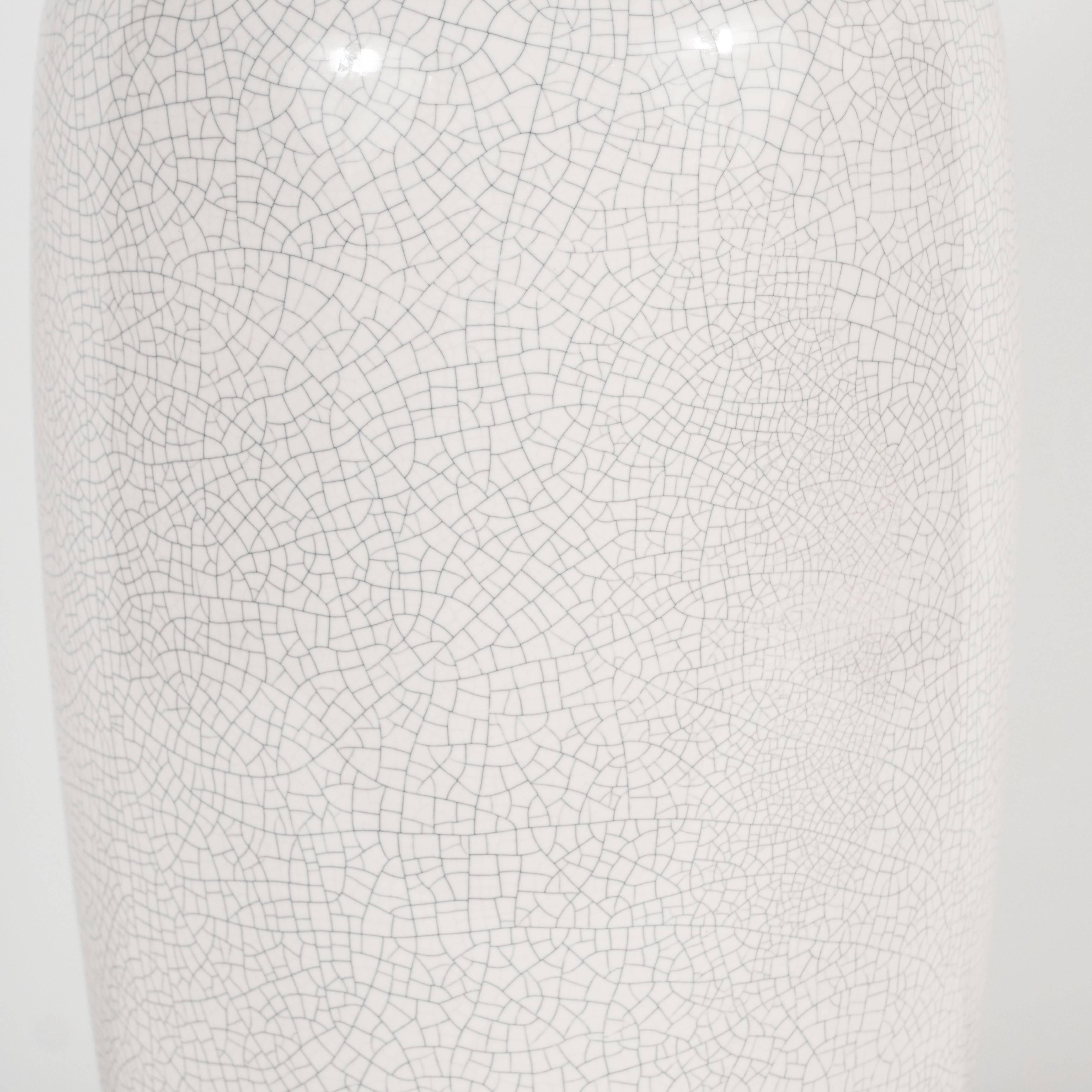 Mid-20th Century White Crackle Lamp with Long Neck For Sale