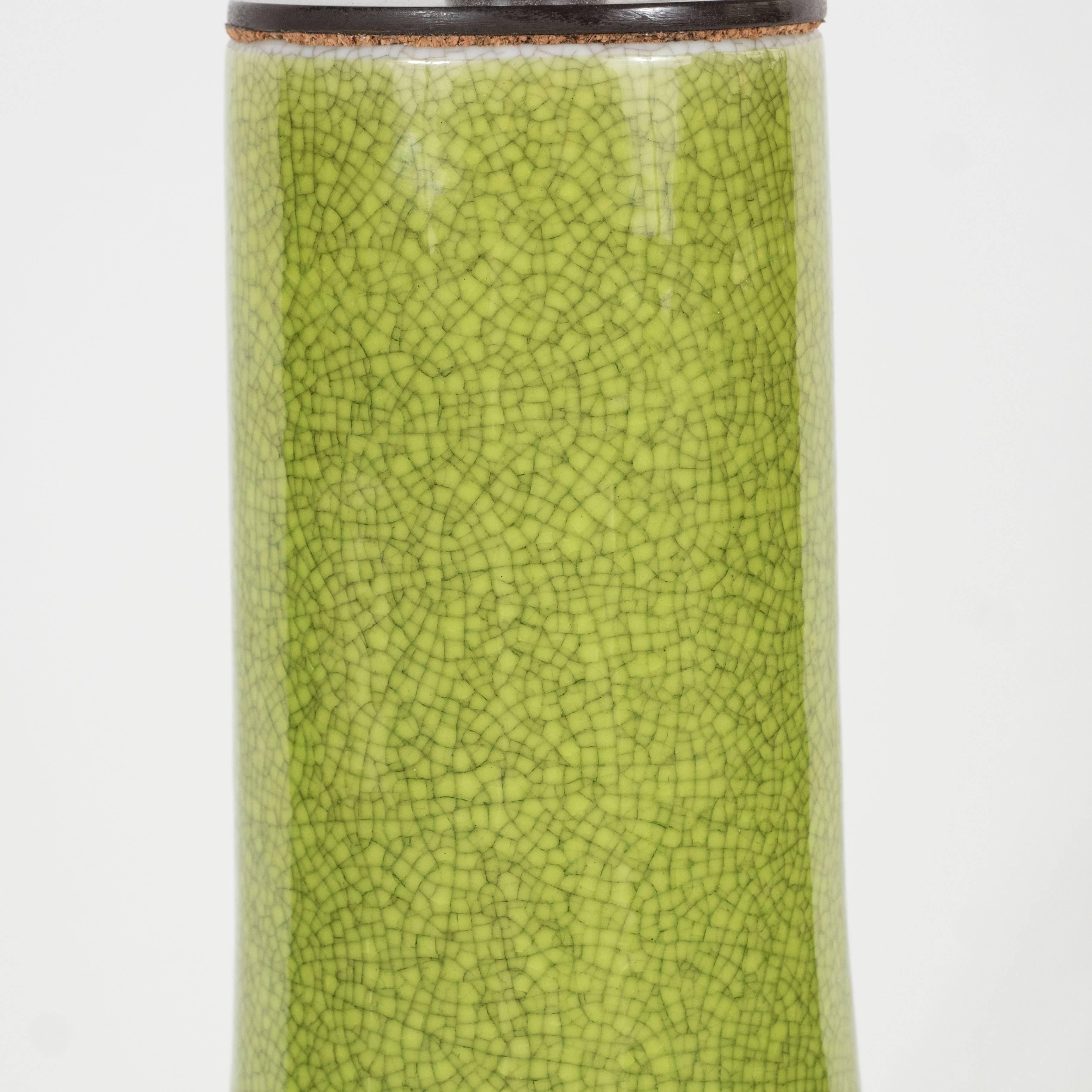 20th Century Chinese Chartreuse Craquelure Vase For Sale