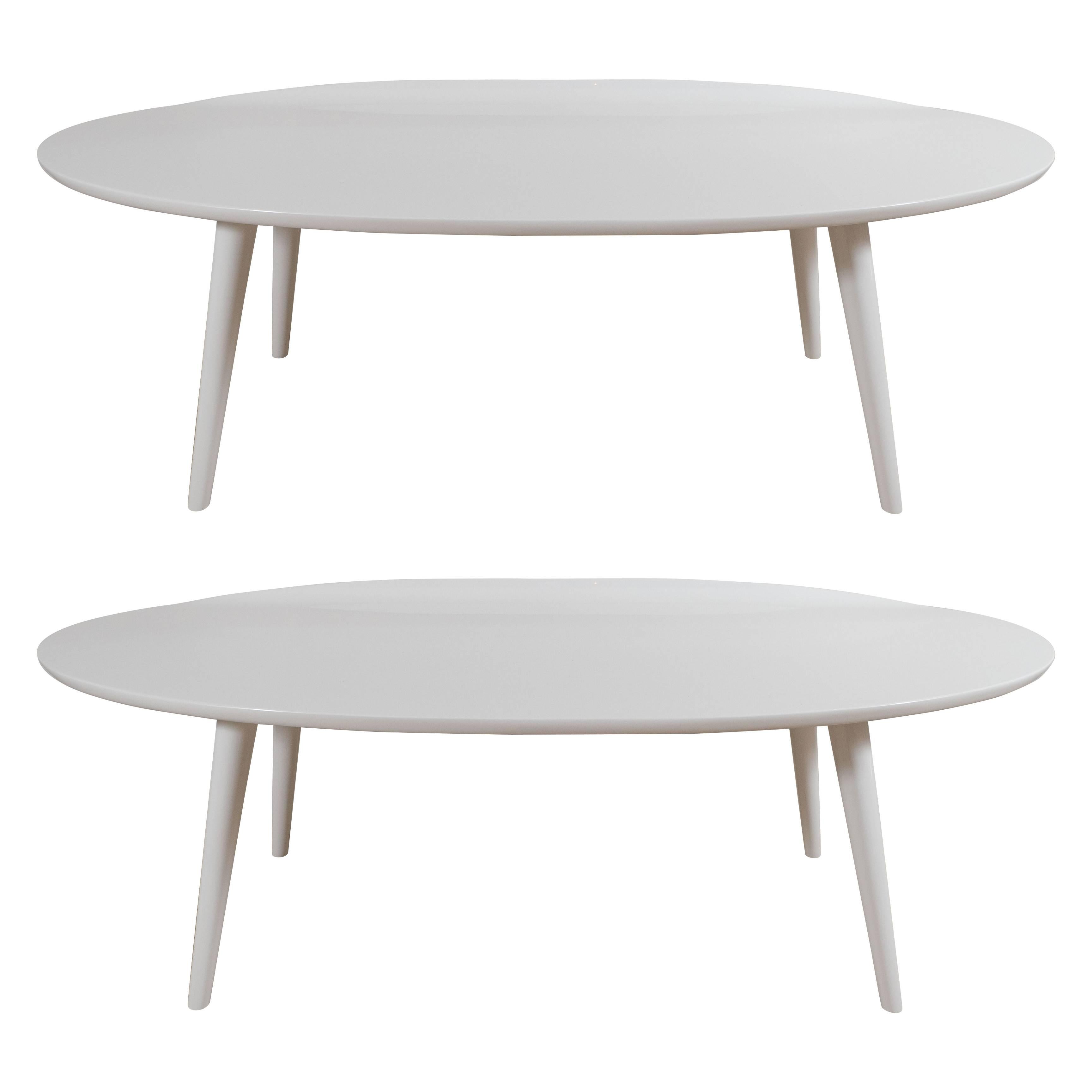 White Lacquer Conant Ball Makers Coffee Tables For Sale