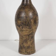 Blin Vase Yellow or Brown Simple Form with Bull Motif