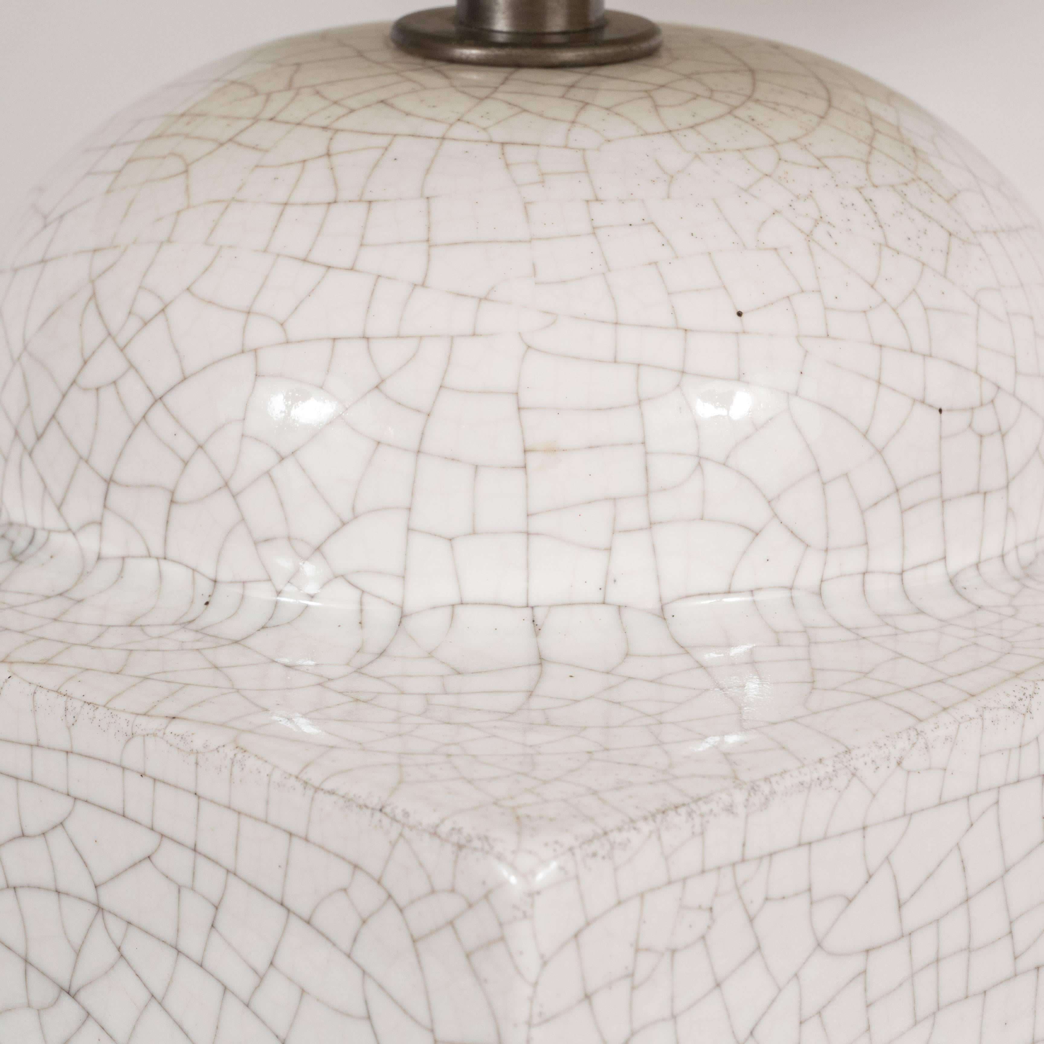 Mid-20th Century Square Molded Ceramic Table Lamp For Sale