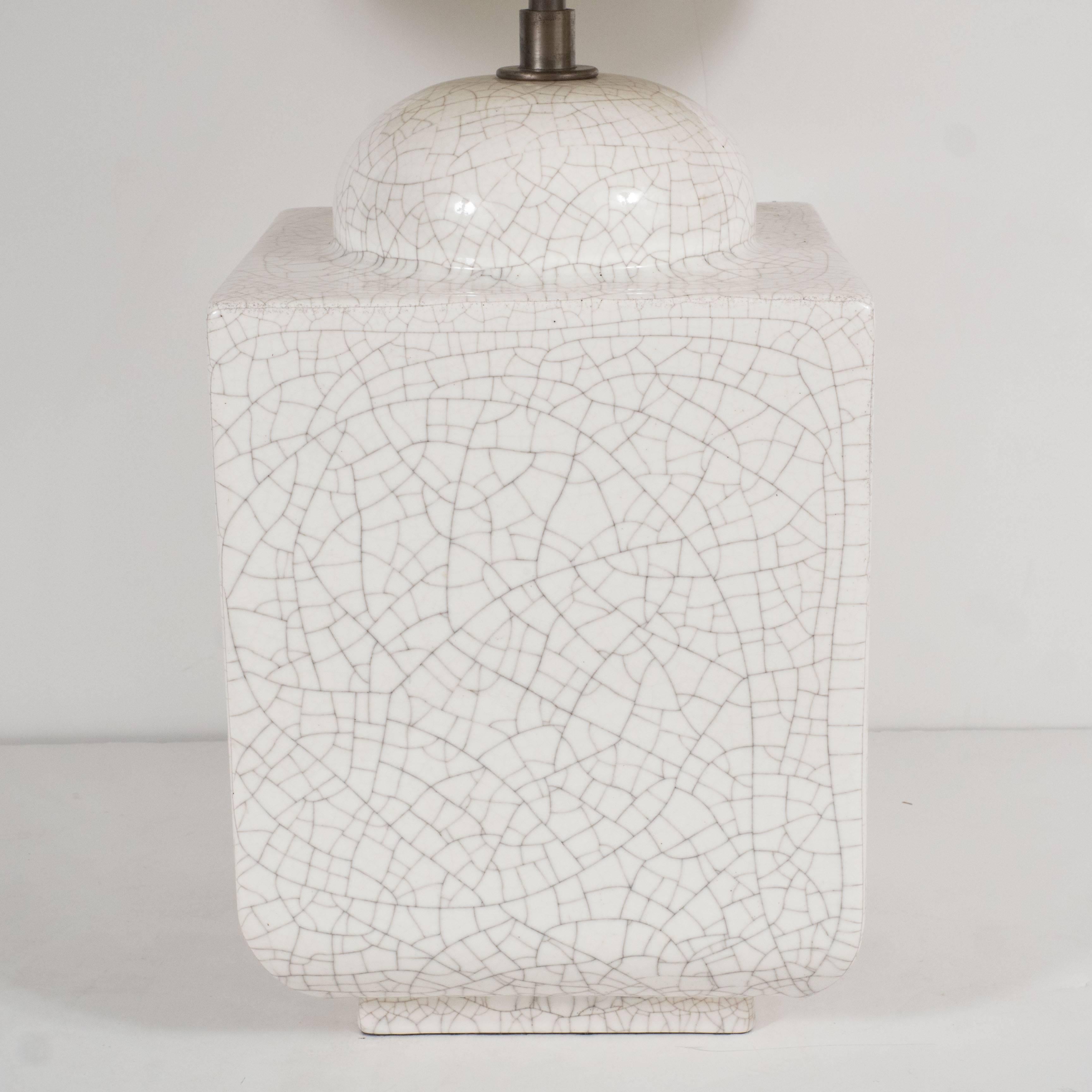 American Square Molded Ceramic Table Lamp For Sale