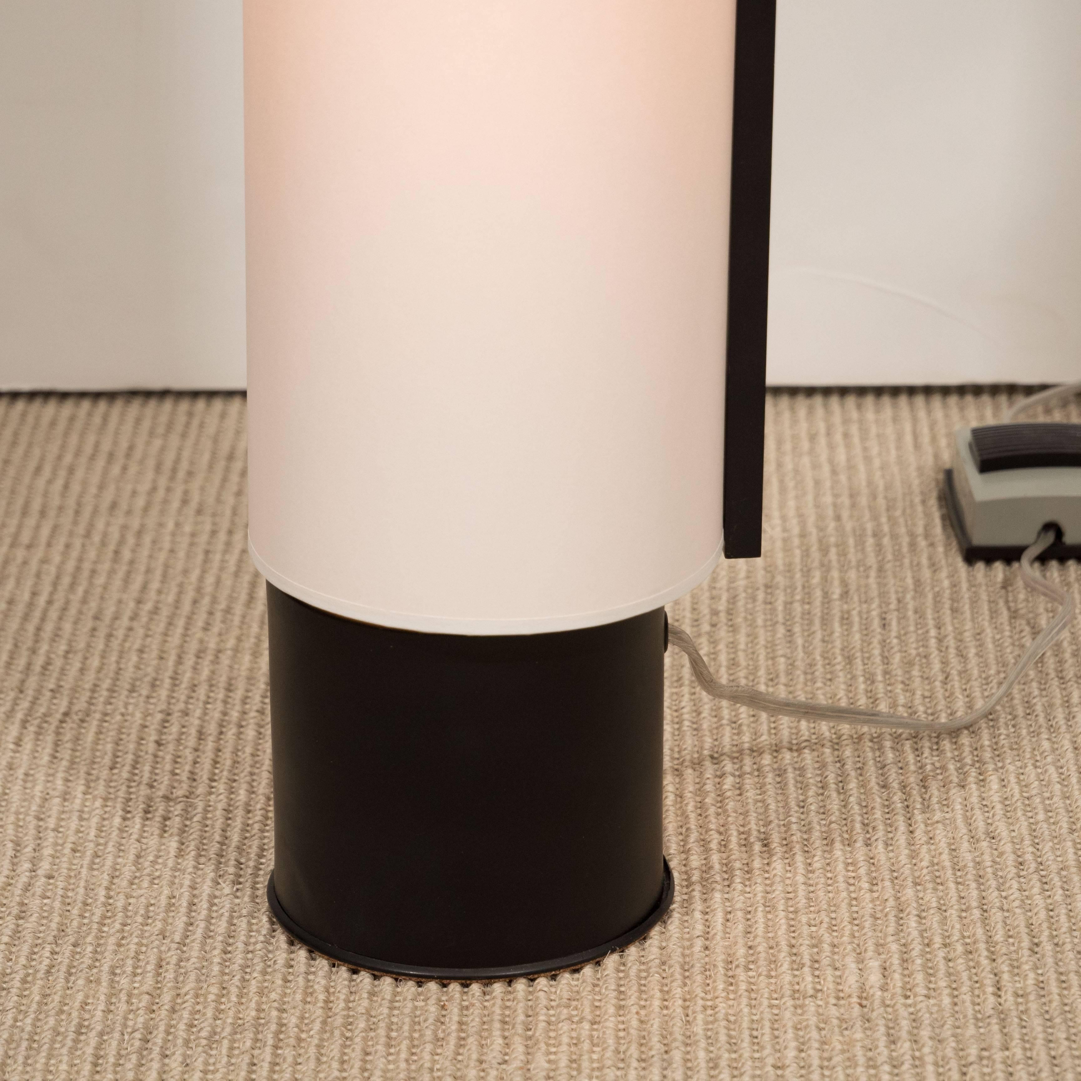 Linen Arlus Tall Cylindrical Lamp with Shade For Sale