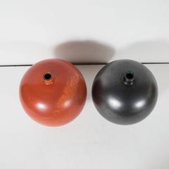 Pair of Black and Orange Primavera Vases