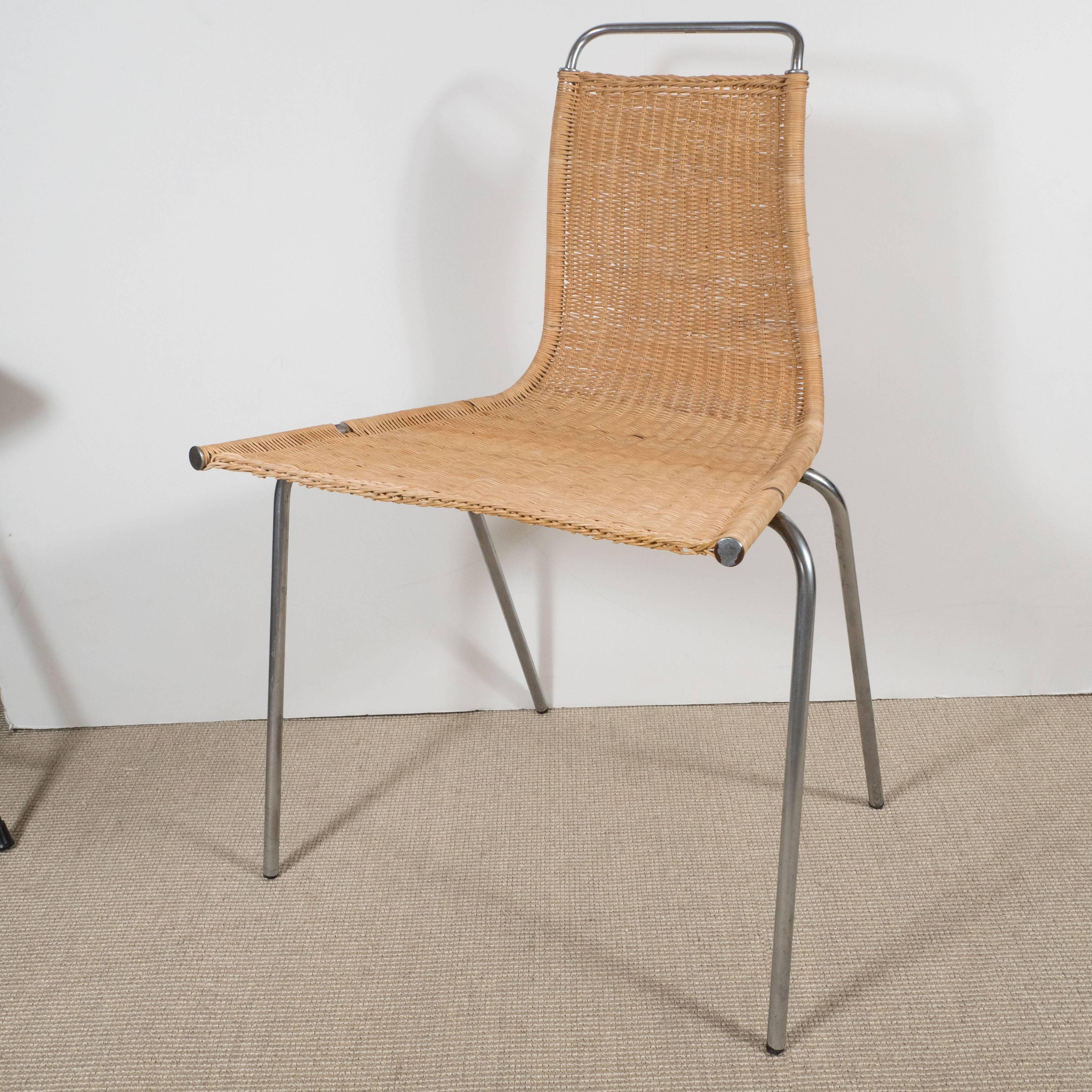 Mid-20th Century Set of Four Poul Kjaerholm 'E. Kold Christiansen' PK1 Wicker Chairs For Sale