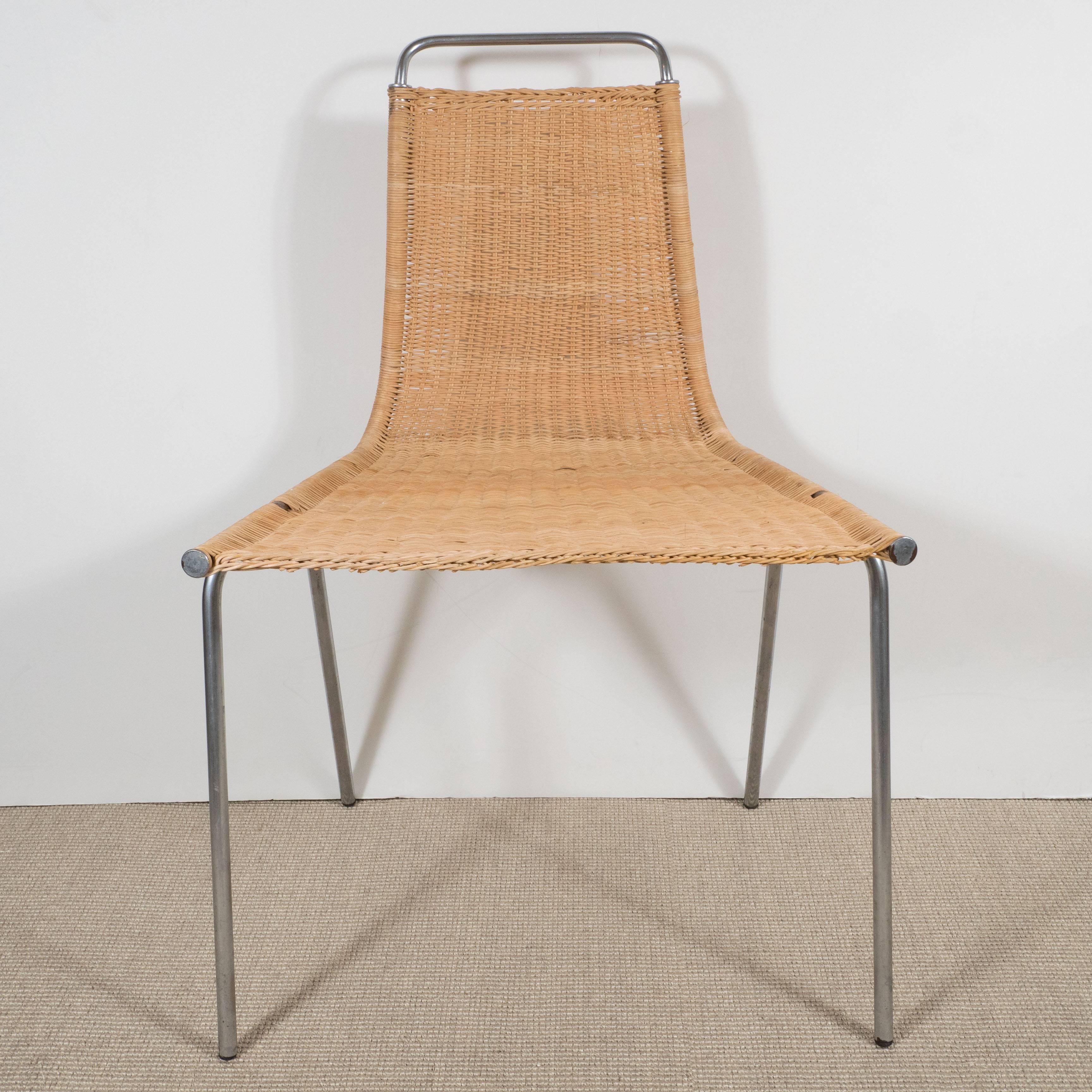 Danish Set of Four Poul Kjaerholm 'E. Kold Christiansen' PK1 Wicker Chairs For Sale