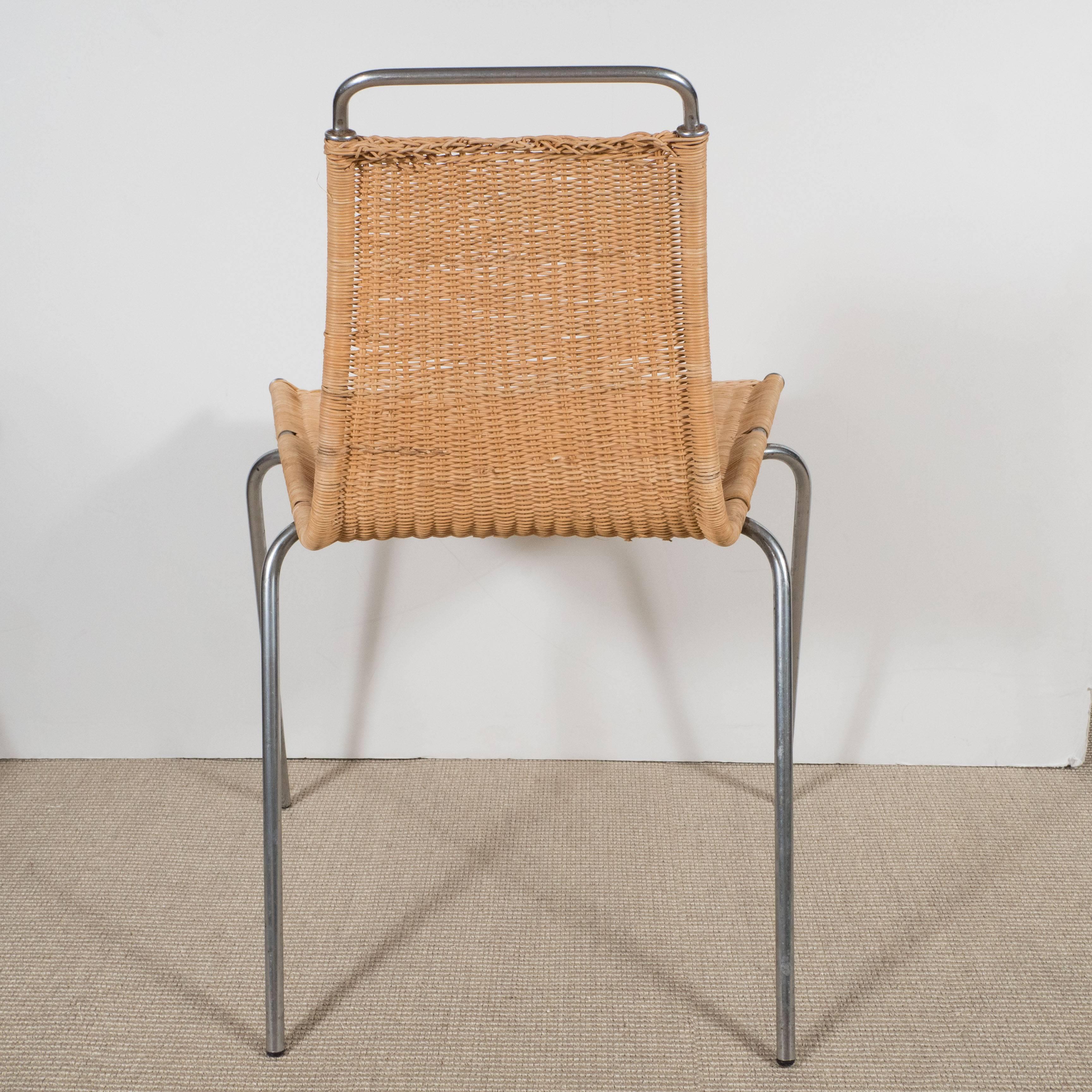 Set of Four Poul Kjaerholm 'E. Kold Christiansen' PK1 Wicker Chairs For Sale 1